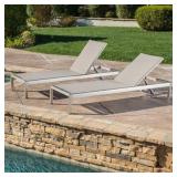 Cape Coral Outdoor Aluminum Adjustable Chaise Lounge (Set of 2) by Christopher Knight Home - Retail:$466.99