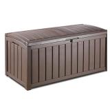 Keter Glenwood 101 gal. Brown Plastic Outdoor Patio Deck Storage Box- Retail:$126.49