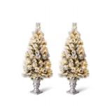 Glitzhome 4Ft / 5Ft Pre-Lit Flocked Pine Artificial Christmas Porch Tree with Warm White Lights- Retail:$249.99