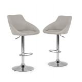 Set of 2 Alani Ashy Grey Adjustable Height Swivel Barstool in Faux Leather- Retail:$166.00