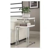 White Finish Chrome Side End Snack Table- Retail:$78.48