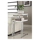 White Finish Chrome Side End Snack Table- Retail:$78.48