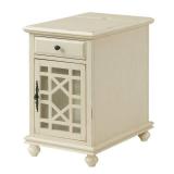 Chairside Table with 1 Drawer and 1 Trellis Door, Antique White- Retail:$399.99