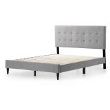 QUEEN SIZE Upholstered Square Tufted Platform Bed Color STONE