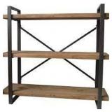 Metal frame rustic mid century 3 tier bookshelf