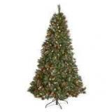 9 foot Faux Dunhill Fir Hinged Tree Pre-lit multicolor