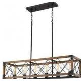 6-light Antique Wood Linear Chandelier/ Island Fixture- Retail:$439.99