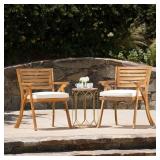 Della Hermosa 2 piece Teak finish chair with cream cushions