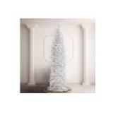 12-foot Kingswood White Fir Pencil Tree with Clear Lights- Retail:$464.77