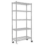 EFINE 5-Shelf Chrome Silver Shelving Units, Adjustable Heavy Duty Carbon Steel Wire
