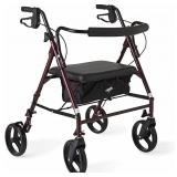 Medline Heavy Duty Rollator Walker with Seat, Bariatric Rolling Walker Supports up to 500 lbs