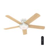 Hunter WiFi 54" Romulus Fresh White Ceiling Fan with Light Kit and Remote