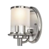 Hampton Bay Truitt 1-Light Brushed Nickel Wall Sconce with a combination Clear and Etched Glass Shade