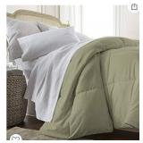 Linen Market Comforter, King/Cal king, Sage with matching bed skirt