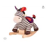 Wooden Rocking Zebra Rodeo Rocker Plush Ride On Zebra Rocking Horse for Toddlers and Babies