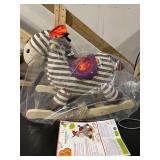 Wooden Rocking Zebra Rodeo Rocker Plush Ride On Zebra Rocking Horse for Toddlers and Babies