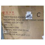 ANDY STAR Gold Rectangle Bathroom Mirror for Wall, 24x36 inch Brass Metal Rounded Corner Rectangle Mirror, Premium Deep 2â Stainless Steel Frame