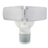 Defiant 180-Degree White Motion Activated Outdoor Integrated LED Twin Head Flood Light with Adjustable Color Temperature