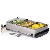 Elite Gourmet - 3 Tray Electric Buffet Server - Stainless Steel