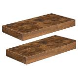 ALLOSWELL Floating Shelves, Decorative Wall Shelf Set of 2, 15.7 inch, Easy to Install, for Kitchen, Living Room, Laundry Room, Bathroom, Rustic Brown