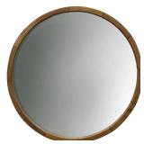 Round Decorative Wall Mirror Wood Barrel Frame - Threshold