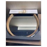 Round Decorative Wall Mirror Wood Barrel Frame - Threshold