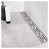 Neodrain 24 Inch Rectangular Linear Shower Drain with Brick Pattern Grate, Brushed 304 Stainless Steel Bathroom Floor Drain,Shower Floor Drain Includes Adjustable Leveling Feet