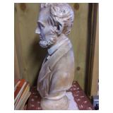 17 in. Abraham Lincoln Bust, Ceramic Plaster, appears to be hallow.