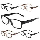Gaoye 5-Pack Reading Glasses Blue Light Blocking,Spring Hinge Readers for Women Men Anti Glare Filter Lightweight Eyeglasses (3 Light Black + 2 Leopard, 2.0)