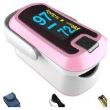 mibest OLED Finger Pulse Oximeter, O2 Meter, Dual Color White/Pink