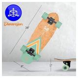 Complete Standard Skateboard Mini Cruiser - 6 Ply Canadian & Bamboo Maple Deck Complete Double Kick Skate Board W/ 5" Aluminum Trucks - for Kids, Teens, Adults - SereneLife SL5SBGR (Aqua)