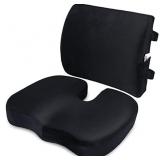 Coccyx Orthopedic Seat Cushion and Lumbar Support Pillow for Office Chair Memory Foam Car Seat Cushion with Washable Cover Ergonomic Desk Chair Cushion for Tailbone, Lower Back Pain, Sciatica Relief
