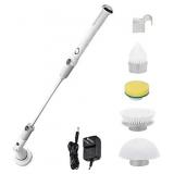 Upgraded Electric Spin Scrubber,Cordless Super Power Scrubber for Bathroom,Electric Scrubber with 4 Replaceable Cleaning Brush Heads and Adjustable Extension Rod for Wall, Floor, Kitchen, Tile