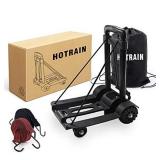Hotrain Folding Luggage Cart, Heavy Duty 160 lbs Hand Truck, 4 Wheels Solid Construction Portable Utility Cart, Compact and Lightweight Dolly for Luggage Personal Travel Moving and Office Use