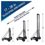 Hotrain Folding Luggage Cart, Heavy Duty 160 lbs Hand Truck, 4 Wheels Solid Construction Portable Utility Cart, Compact and Lightweight Dolly for Luggage Personal Travel Moving and Office Use