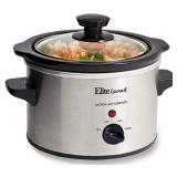 Elite Gourmet MST-250XS Electric Slow Cooker Ceramic Pot, with Adjustable Temp, Entrees, Sauces, Soups, Roasts, Stews & Dips, Dishwasher Safe (1.5 Quart, Stainless Steel)
