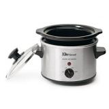 Elite Gourmet MST-250XS Electric Slow Cooker Ceramic Pot, with Adjustable Temp, Entrees, Sauces, Soups, Roasts, Stews & Dips, Dishwasher Safe (1.5 Quart, Stainless Steel)