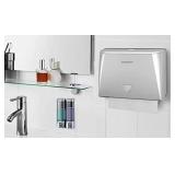 Bosharon Paper Towel Dispenser Wall Mount, Multifold Paper Towel Dispenser Commercial, C Fold Paper Towel Dispenser, Tissue Holder for Home, Kitchen, Office, Business (Silver)