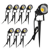 12V Low Voltage Outdoor LED Landscape Spotlight, 7W 300LM COB Pathway Light, 3000K Warm White, Die-cast Aluminum Construction, IP65 Waterproof Outdoor Lighting for Garden, Yard Lawn, 8 Pack