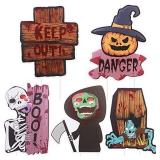 Halloween Decorations Outdoor Halloween Yard Signs with Stakes, Large Scary Zombie Pumpkin Skeleton Corrugate Waterproof Prop Trick or Treat Signs for Garden, Yard, Lawn Party Supplies (Large 5Pcs)