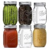 Ball Regular Mouth Mason Jars 16 oz [6 Pack] With mason jar lids and Bands, Ball mason jars 16 oz - For Canning, Fermenting, Pickling, Jar Decor - Microwave/Dishwasher Safe + SEWANTA Jar Opener