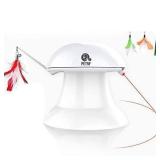 Cat Laser Toys, 3 in 1 Tumbler Interactive Cat Toys, Laser and Feather Toys for Indoor Cats Kittens Pets, Rechargeable Automatic Cats Chaser Toy with Laser,3 Speed Modes,3 Timer Settings (White 2in1)