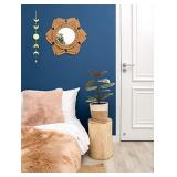 Mkono Hanging Wall Mirror with Macrame Fringe Round Boho Mirror Art Decor for Apartment Living Room Bedroom Baby Nursery Dorm Entryways, Dark Khaki