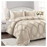 Lush Decor Avon 3 Piece Comforter Set, King, Neutral