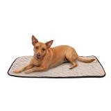 Furhaven Pet Bed for Dogs and Cats - ThermaNAP Quilted Velvet Self-Warming Thermal Blanket Mat for Crates or Kennels, Washable, Clay, Medium