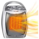 Portable Electric Space Heater with Thermostat, 1500W/750W Safe and Quiet Ceramic Heater Fan, Heat Up 200 Square Feet for Office Room Desk Indoor Use