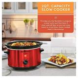Elite Gourmet MST-275XR Electric Oval Slow Cooker, Adjustable Temp, Entrees, Sauces, Stews & Dips, Dishwasher Safe Glass Lid & Crock (2 Quart, Red)