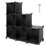 TomCare Cube Storage 6-Cube Closet Organizer Storage Shelves Cubes Organizer DIY Plastic Closet Cabinet Modular Book Shelf Organizing Storage Shelving for Bedroom Living Room Office, Black