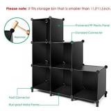 TomCare Cube Storage 6-Cube Closet Organizer Storage Shelves Cubes Organizer DIY Plastic Closet Cabinet Modular Book Shelf Organizing Storage Shelving for Bedroom Living Room Office, Black