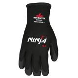 Memphis Glove N9690M Ninja Ice 15 Gauge Black Nylon Cold Weather Glove, Acrylic Terry Inner, HPT Palm and Fingertips, Medium, 1 Pair